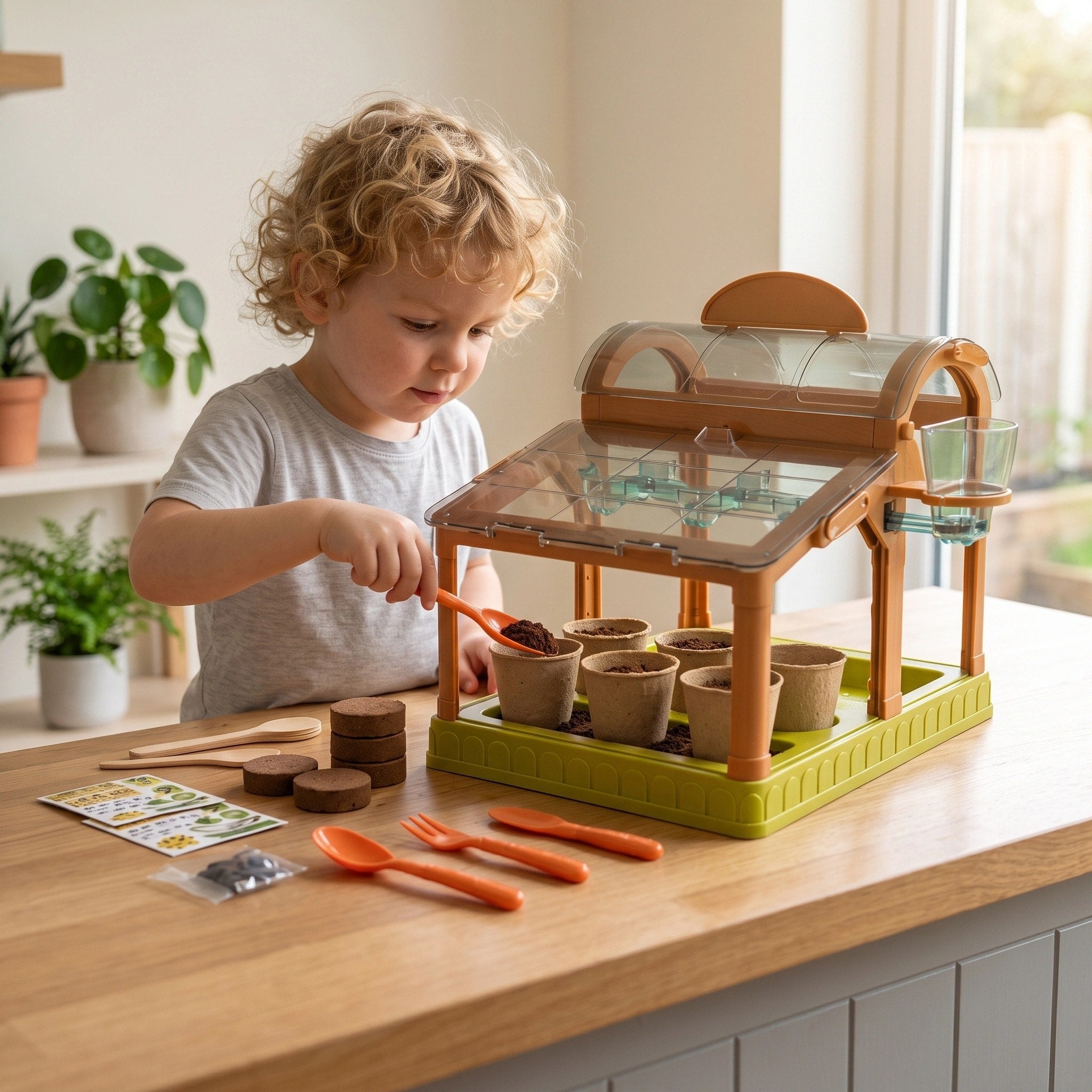 Kids Indoor Greenhouse Growing Kit with LED Light and Self Watering System
