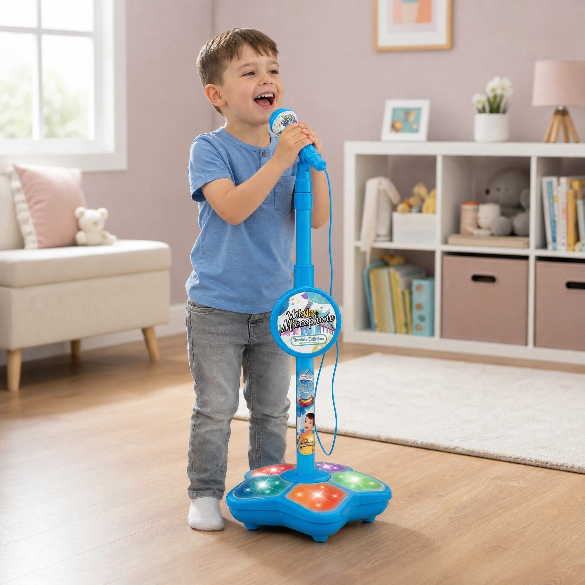 Kids Karaoke Machine with Microphone, Lights and Adjustable Stand