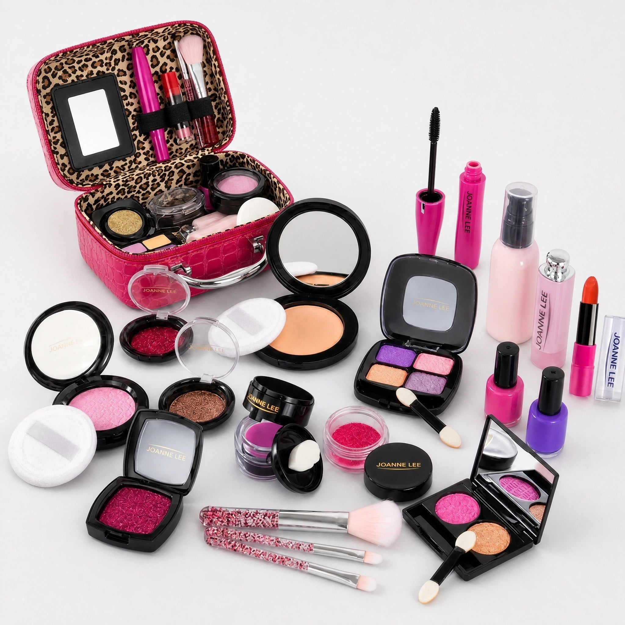Set de maquillage jouet pour enfants avec trousse cosmétique, miroir et accessoires de beauté