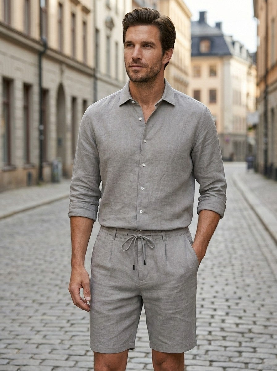 Mens Breathable Linen Two Piece Set | Relaxed Summer Beach Outfit 1