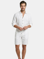 Mens Breathable Linen Two Piece Set | Relaxed Summer Beach Outfit 9