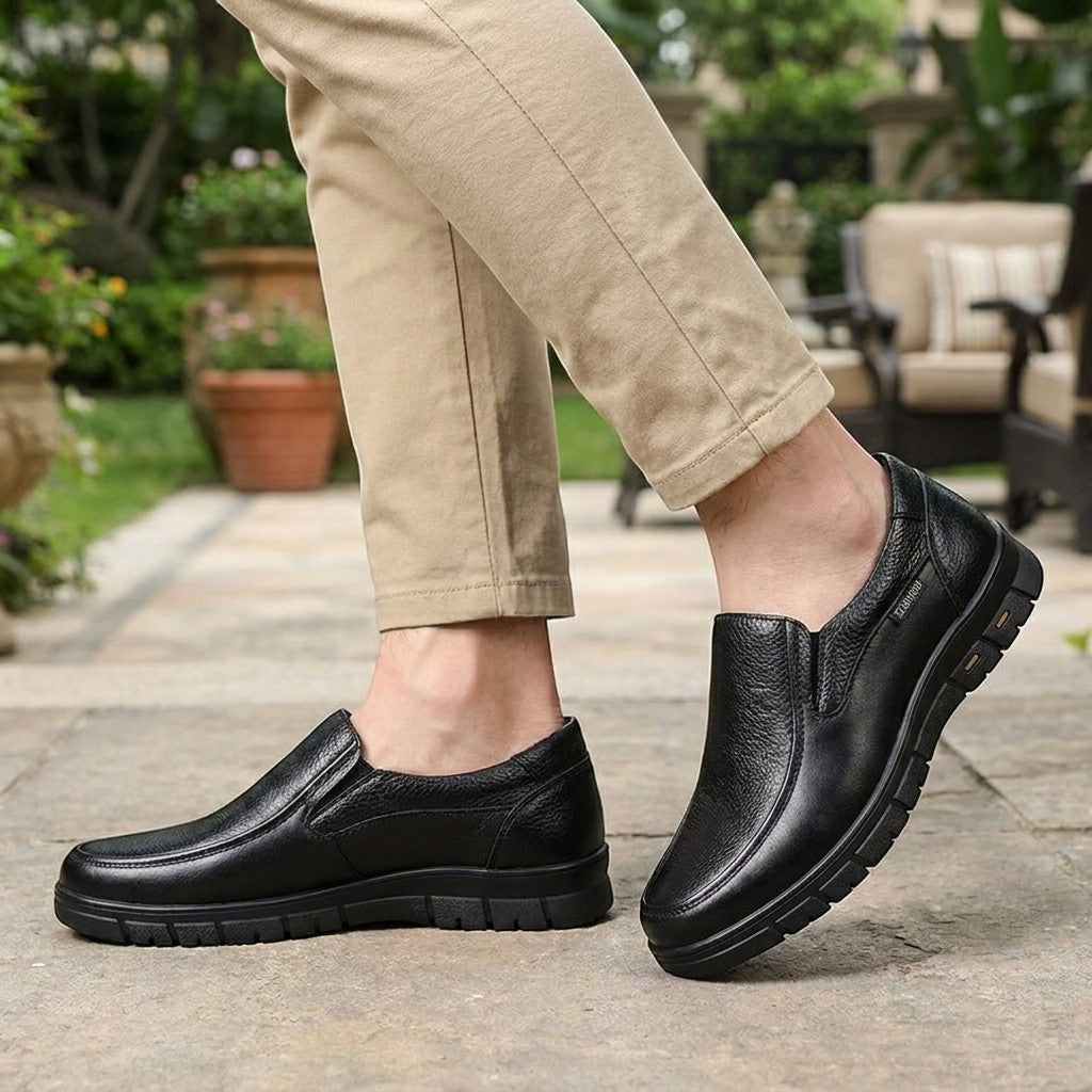 Mens Genuine Leather Loafers | Comfortable Brown Slip-On Casual Shoes 1