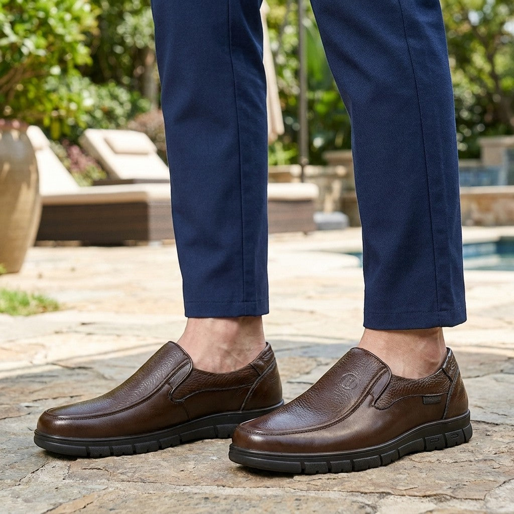 Mens Genuine Leather Loafers | Comfortable Brown Slip-On Casual Shoes 2
