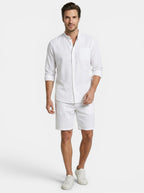 Mens Lightweight Cotton Summer Set | Stylish Button-Up Shirt and Relaxed Fit Shorts 12
