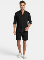 Mens Lightweight Cotton Summer Set | Stylish Button-Up Shirt and Relaxed Fit Shorts 6