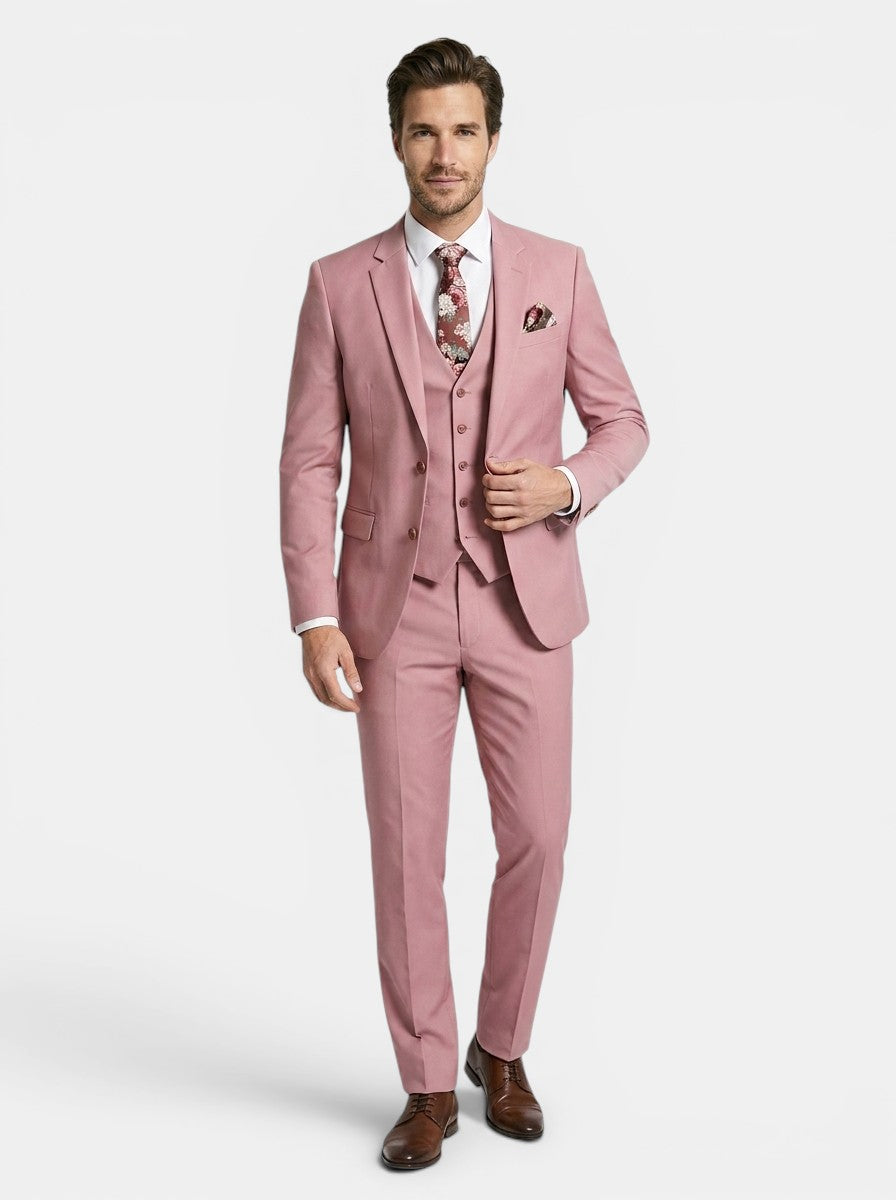 Mens Lightweight Fabric Suit Set | Modern Three-Piece Slim-Fit Blazer with Vest 4