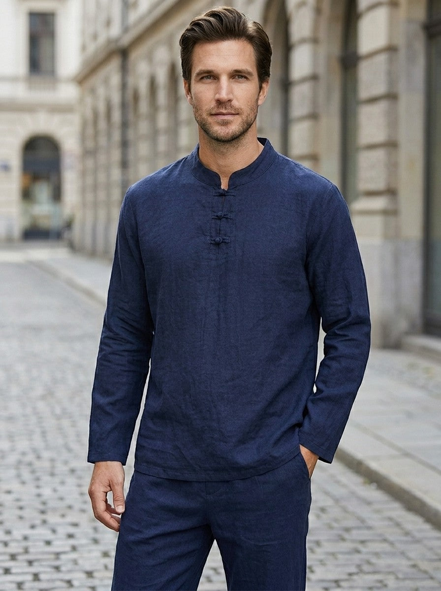 Mens Lightweight Linen Blend Two-Piece Set | Casual Relaxed Fit Outfit for All Seasons 1