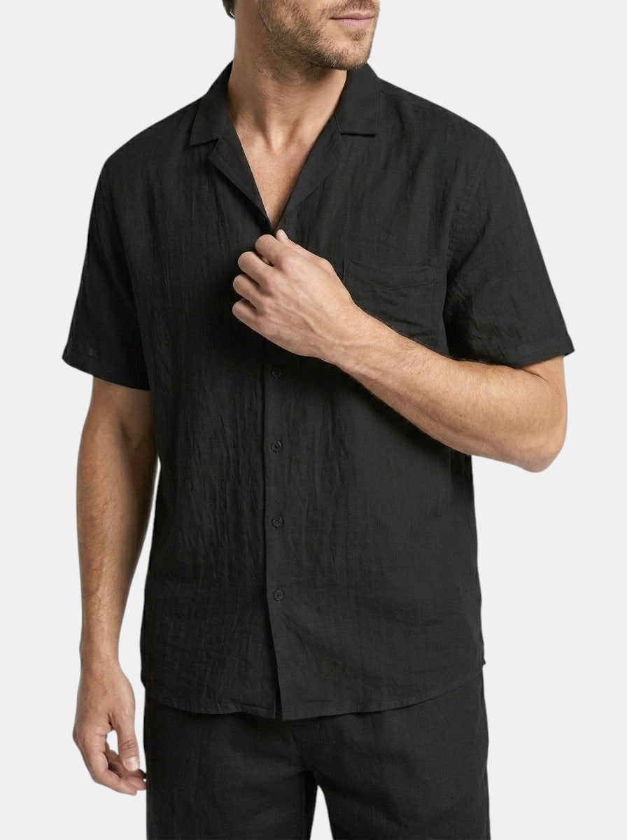Mens Lightweight Woven Summer Set | Relaxed Fit Short Sleeve Shirt and Drawstring Shorts 6