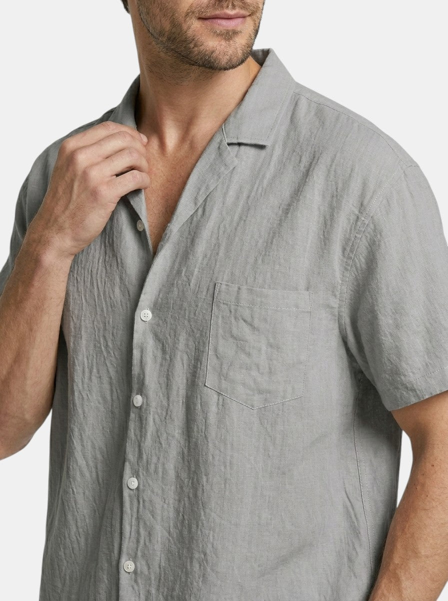 Mens Lightweight Woven Summer Set | Relaxed Fit Short Sleeve Shirt and Drawstring Shorts 10