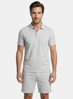 Mens Textured Cotton Polo Shirt Set | Casual Short Sleeve Summer Outfit 5