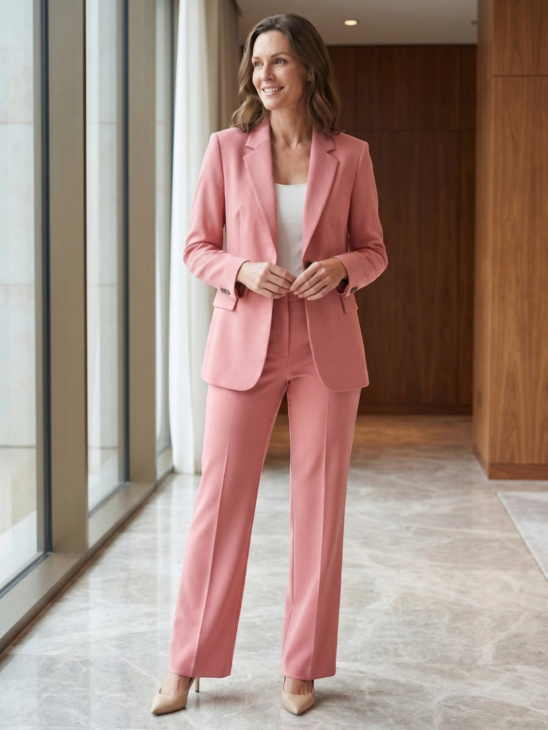Mia | Stylish White Suit Women's Blazer and Trousers Set