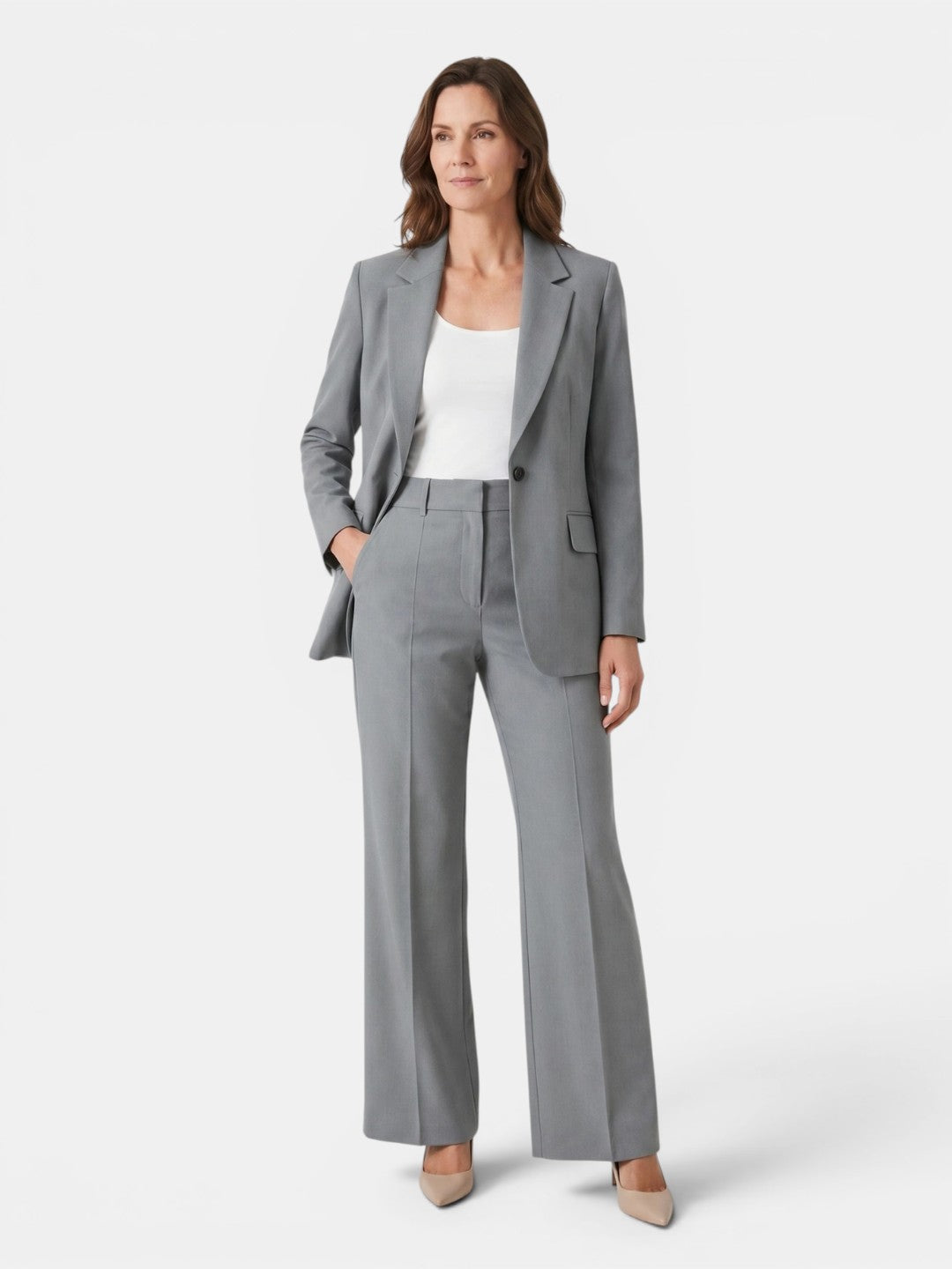 Mia | Stylish White Suit Women's Blazer and Trousers Set
