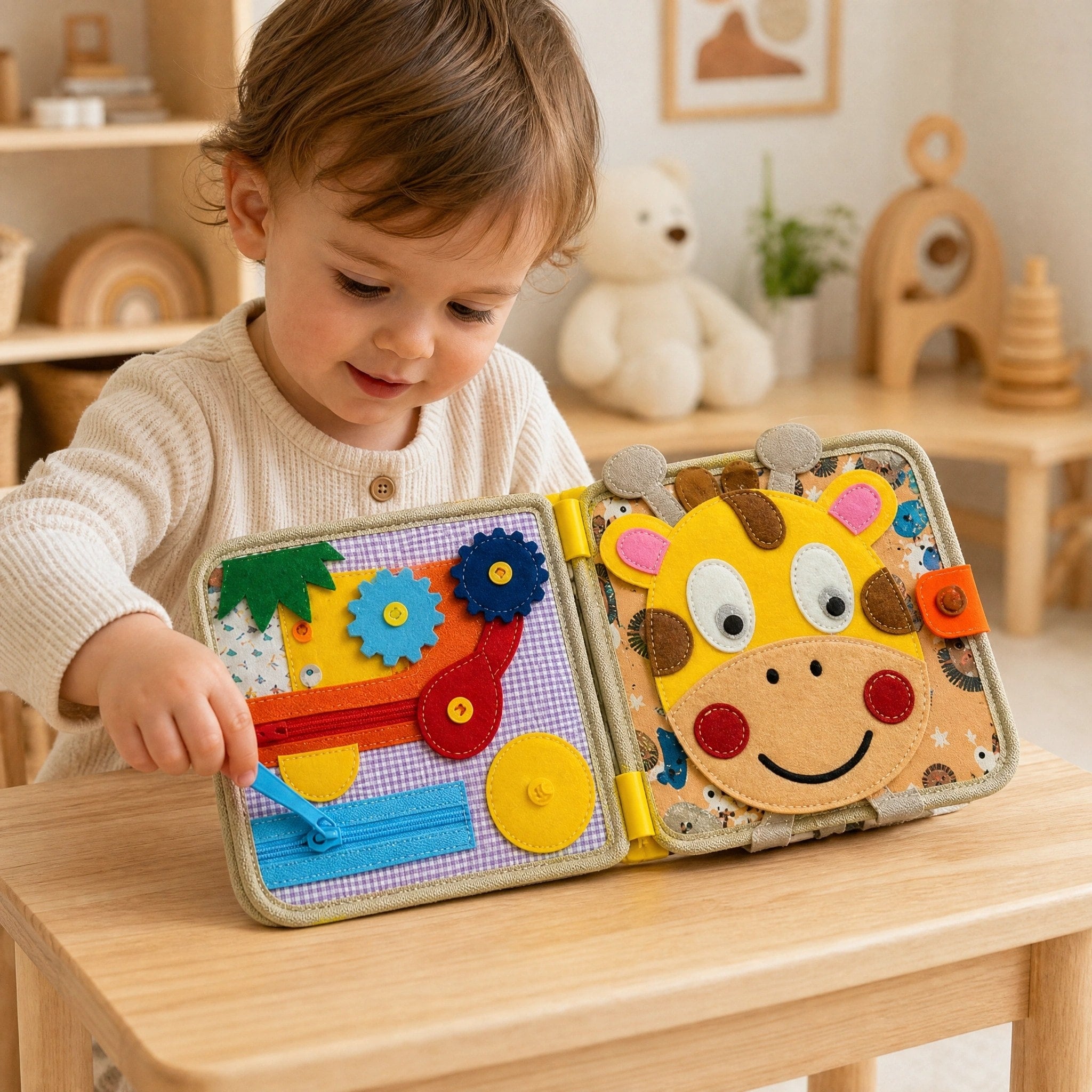 Montessori Sensory Busy Book with Interactive Learning Activities