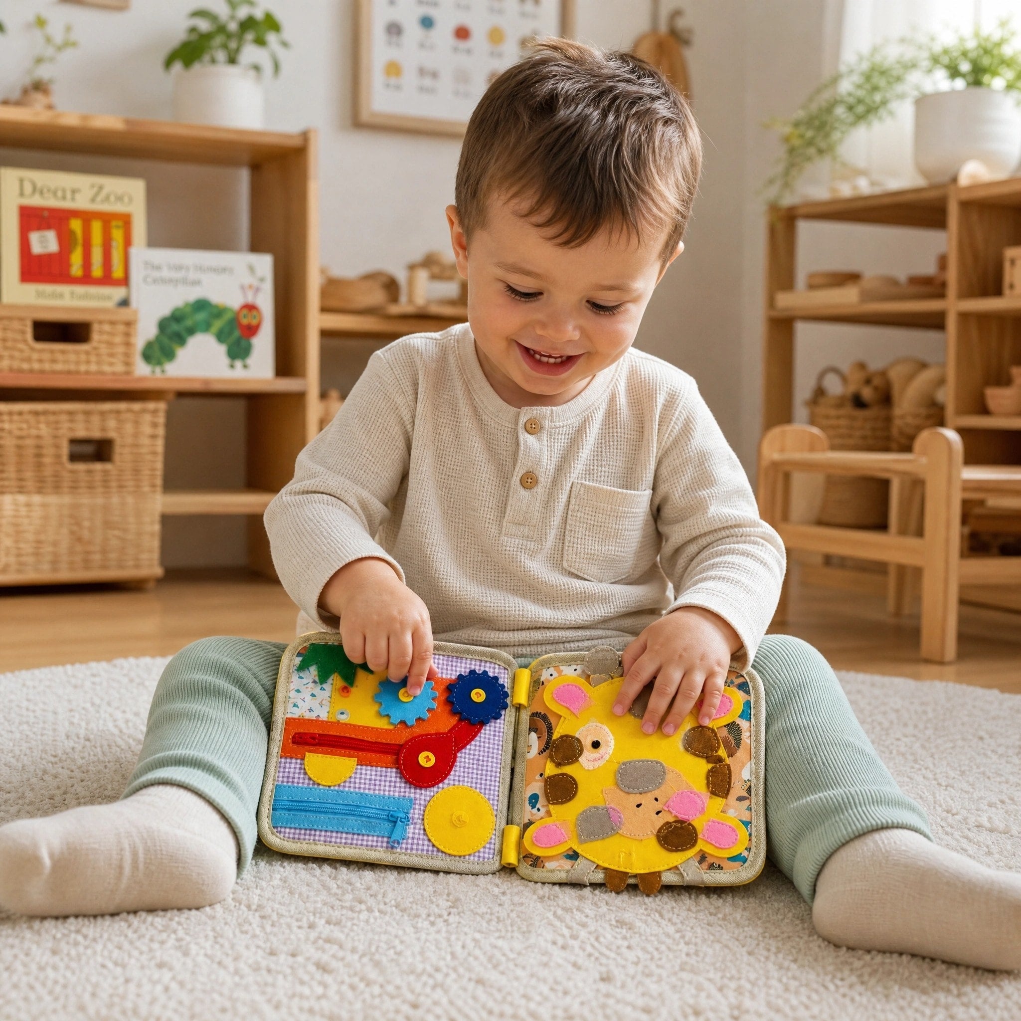 Montessori Sensory Busy Book with Interactive Learning Activities