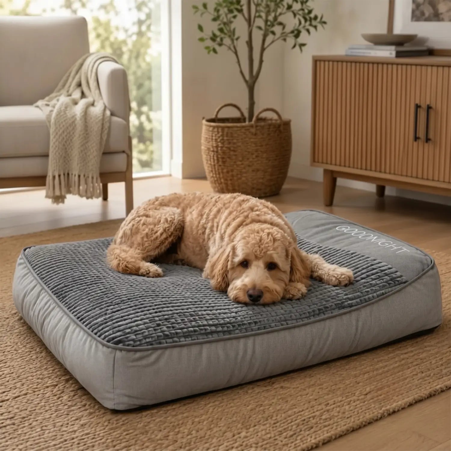 Lit orthopédique apaisant pour chien avec housse lavable et base antidérapante