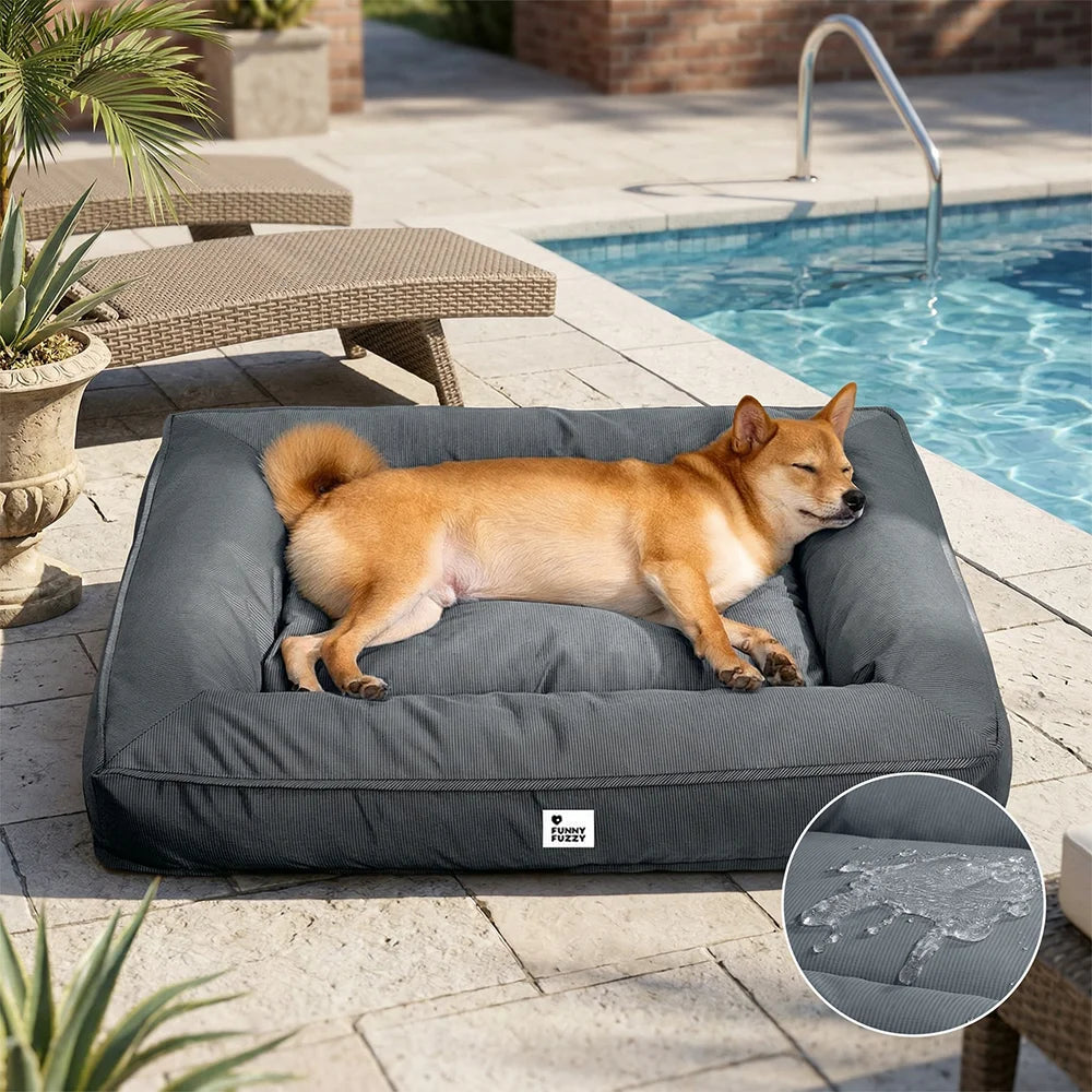 Lit orthopédique pour chien avec tissu imperméable, rebords surélevés et housse lavable