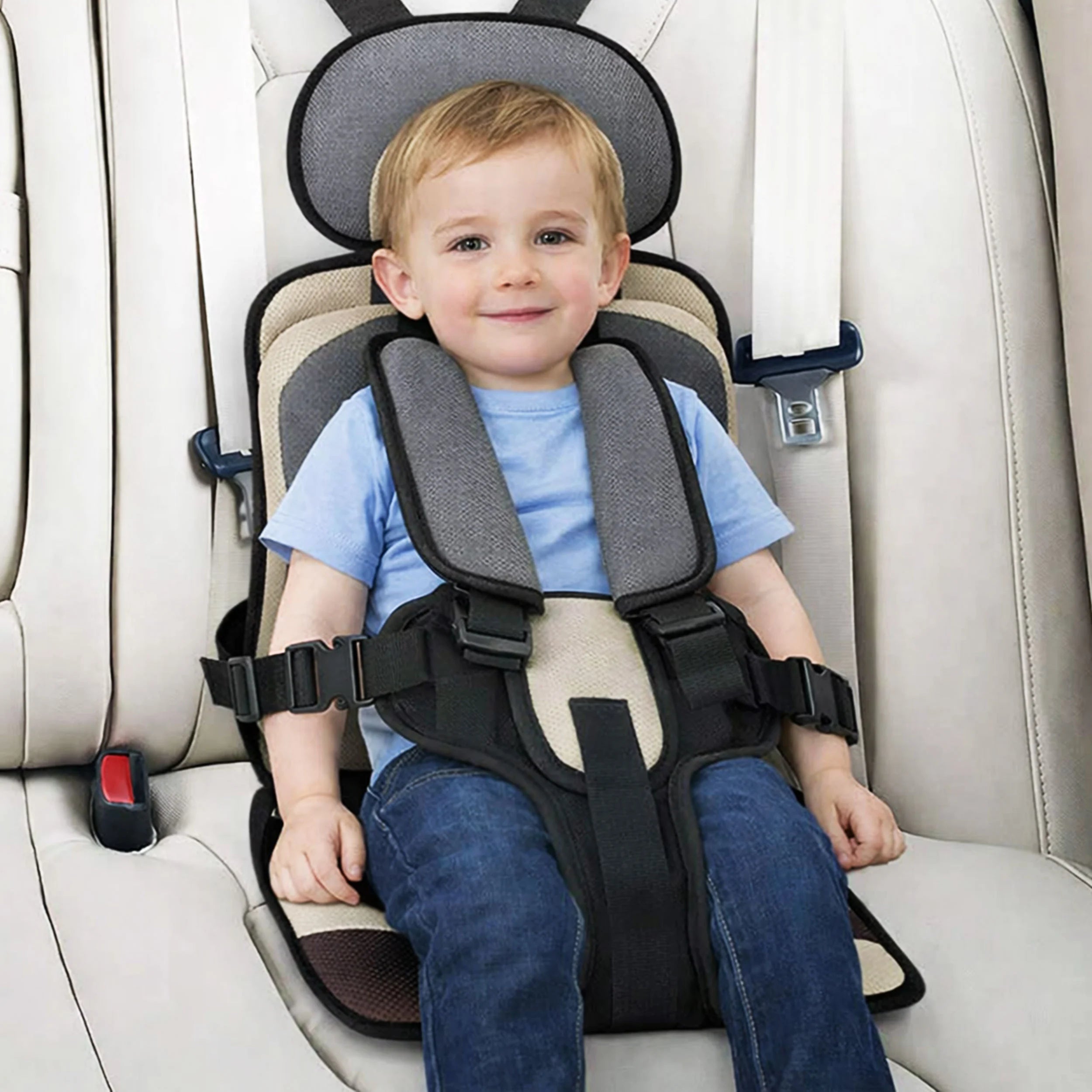 Siège de voyage portable pour enfant avec harnais 5 points, maille respirante et ajustement réglable