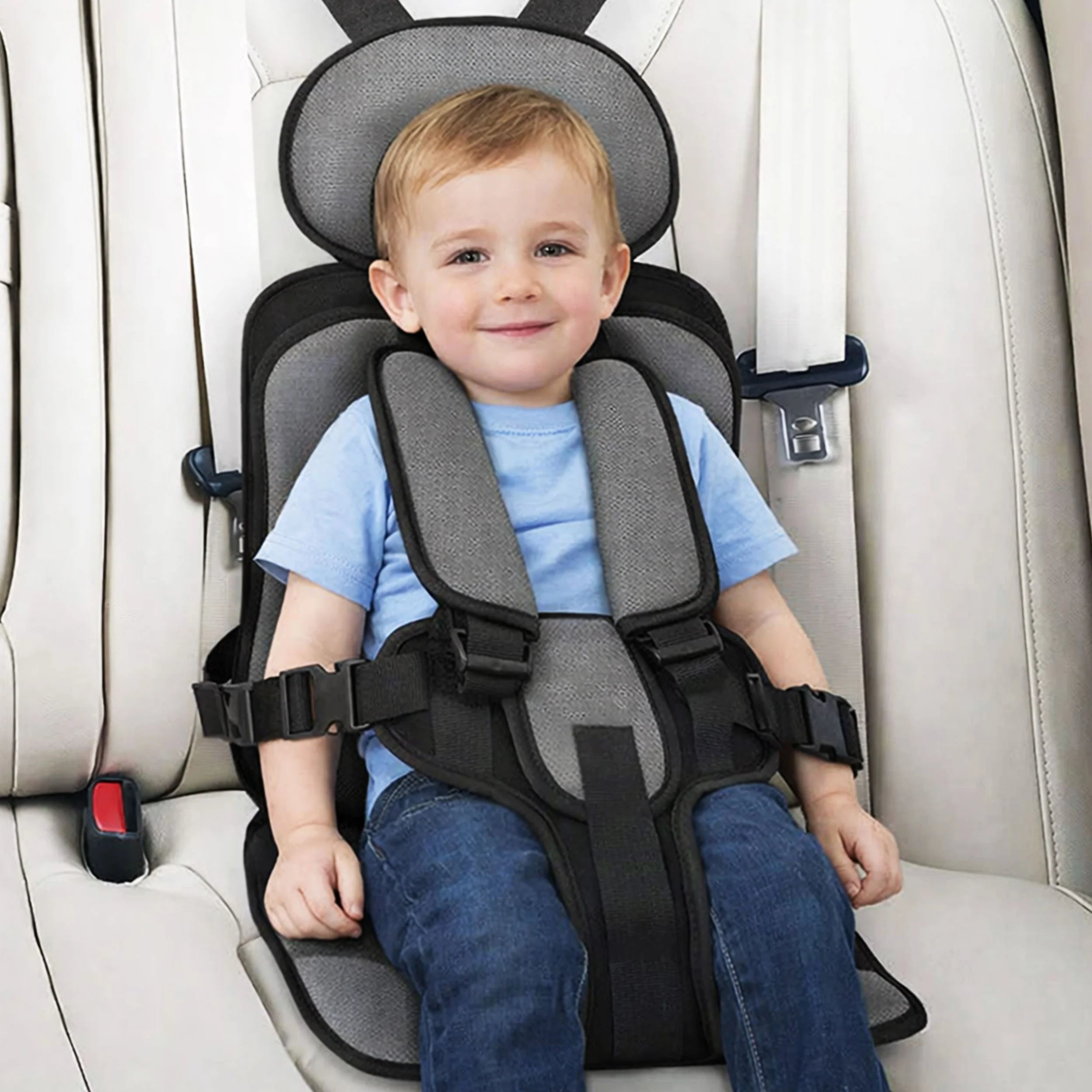 Siège de voyage portable pour enfant avec harnais 5 points, maille respirante et ajustement réglable