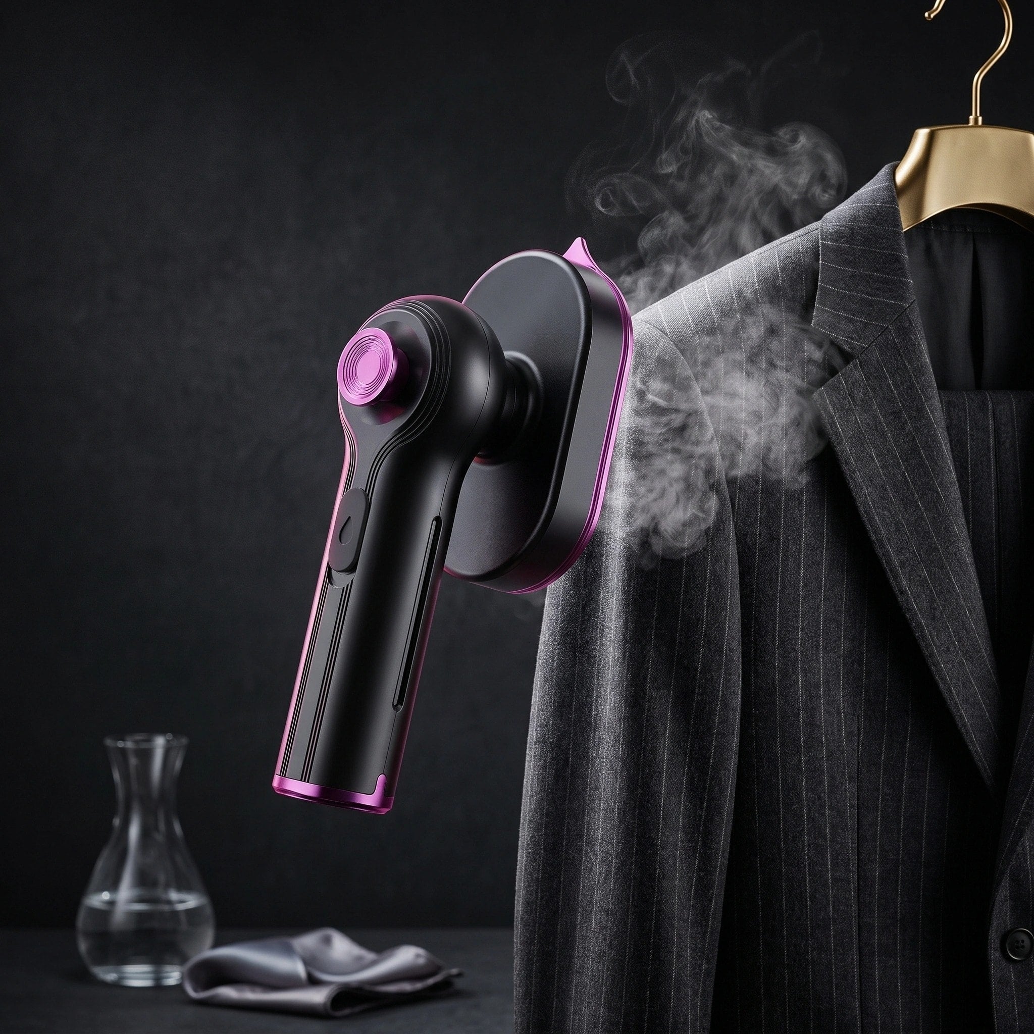 Défroisseur portable avec semelle en céramique, poignée rotative à 90° et réservoir d'eau de 60 ml