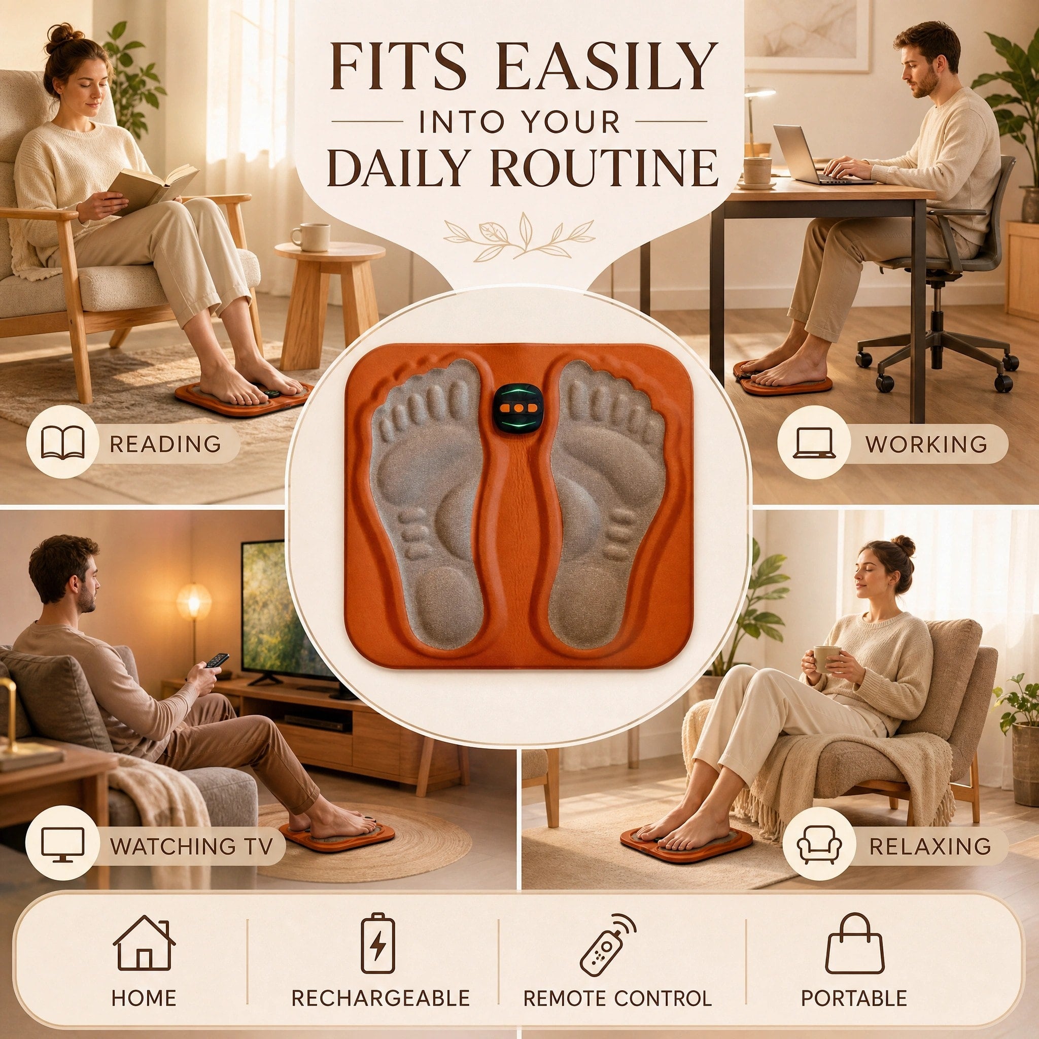 Portable Electrical Foot Stimulation Mat with Wireless Remote Control