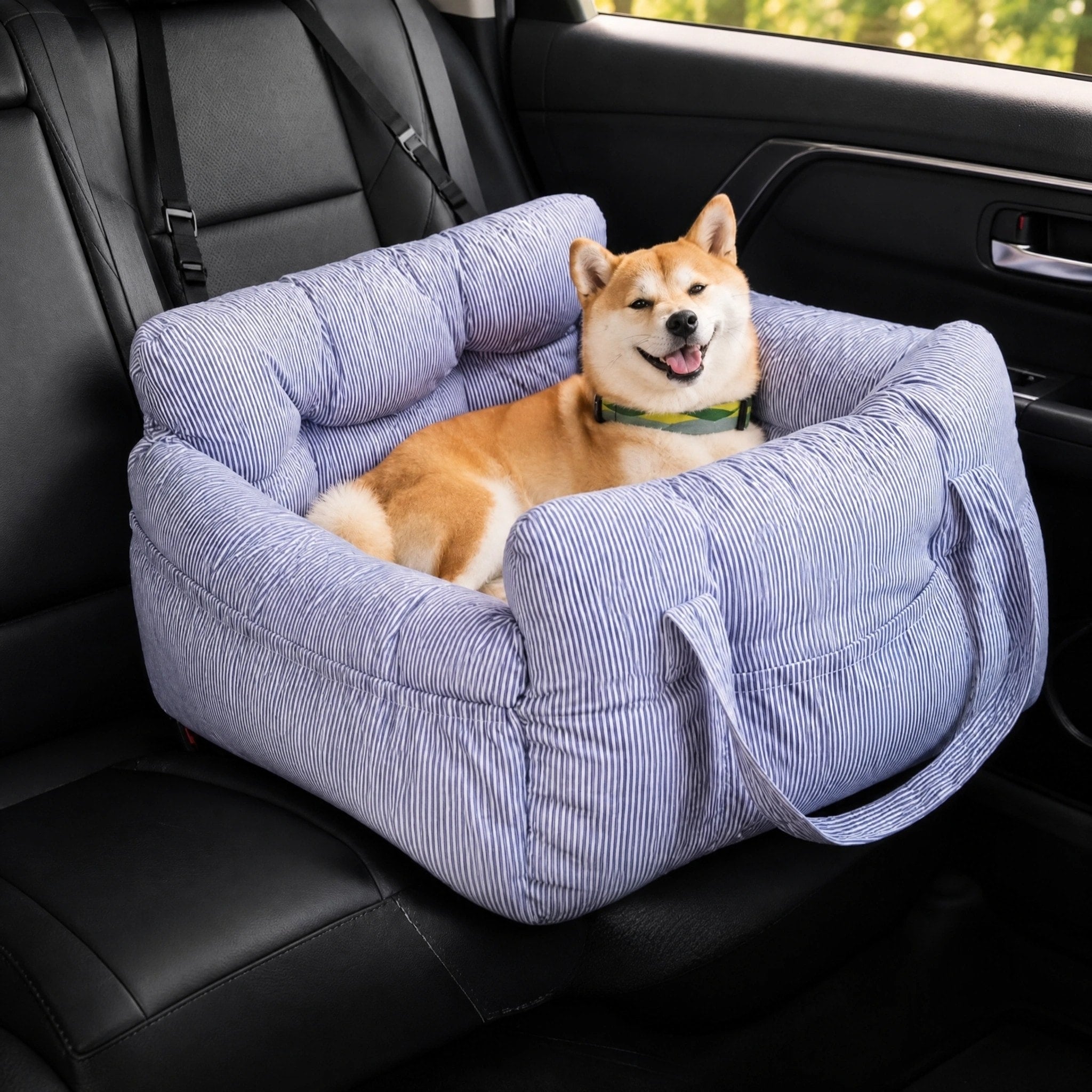 Portable Pet Car Seat Bed with Safety Leash and Carry Handles