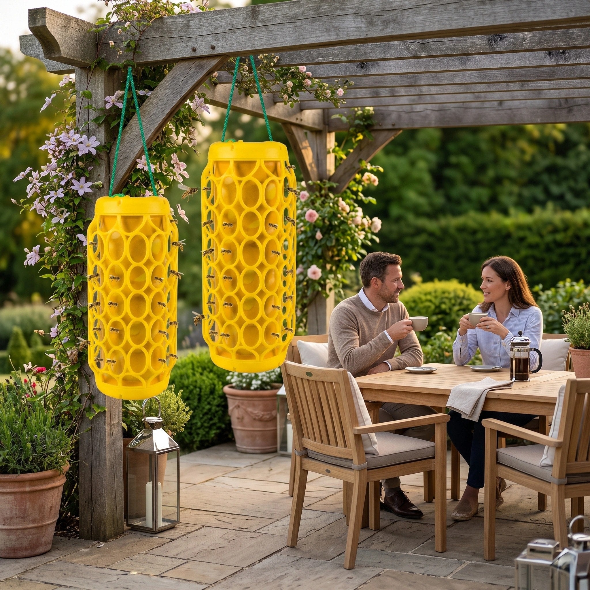 Reusable Hanging Wasp Trap with Replaceable Sticky Boards – Set of 2
