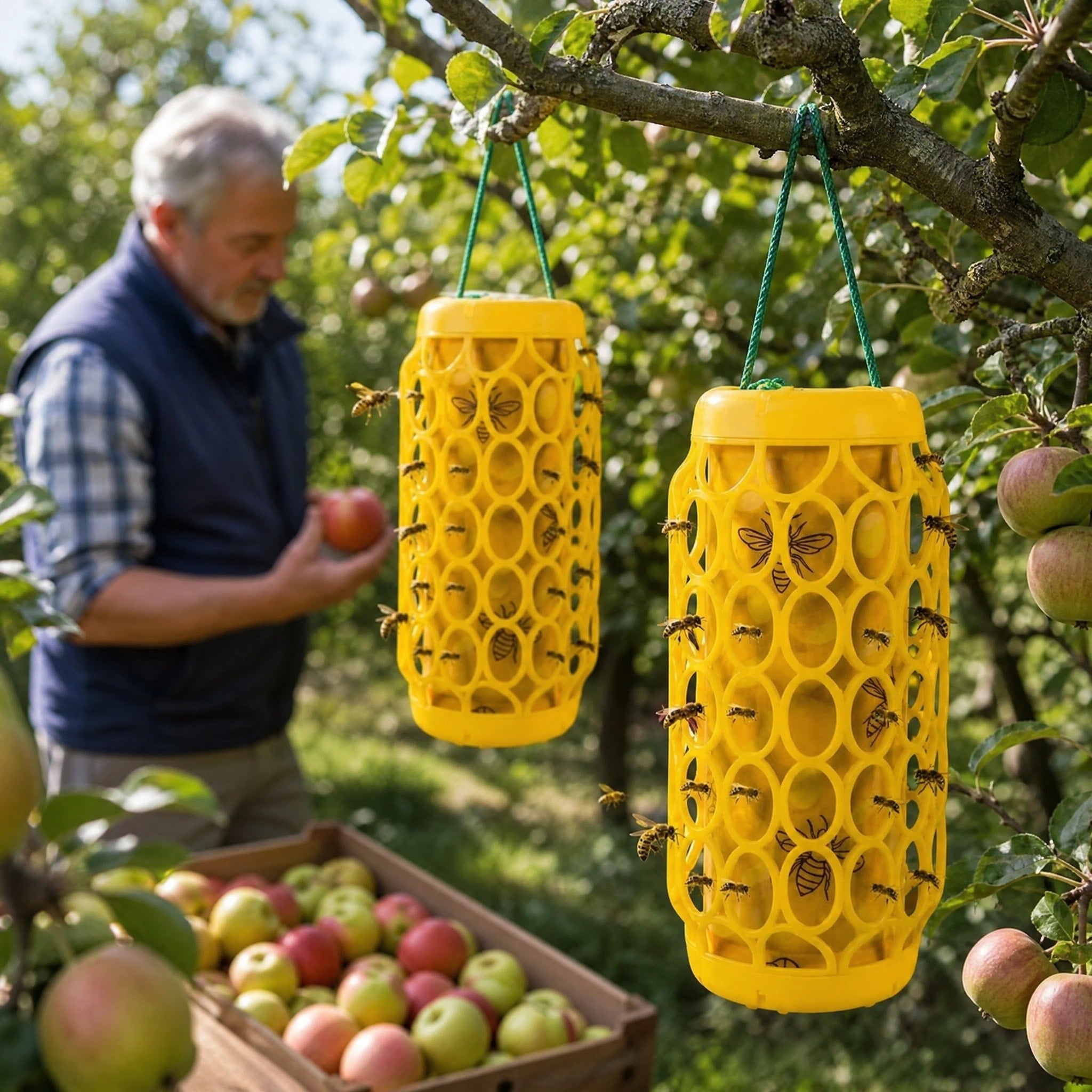 Reusable Hanging Wasp Trap with Replaceable Sticky Boards – Set of 2