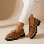 Seraphielle | Mocassins compensés pour femmes avec accent chaîne dorée