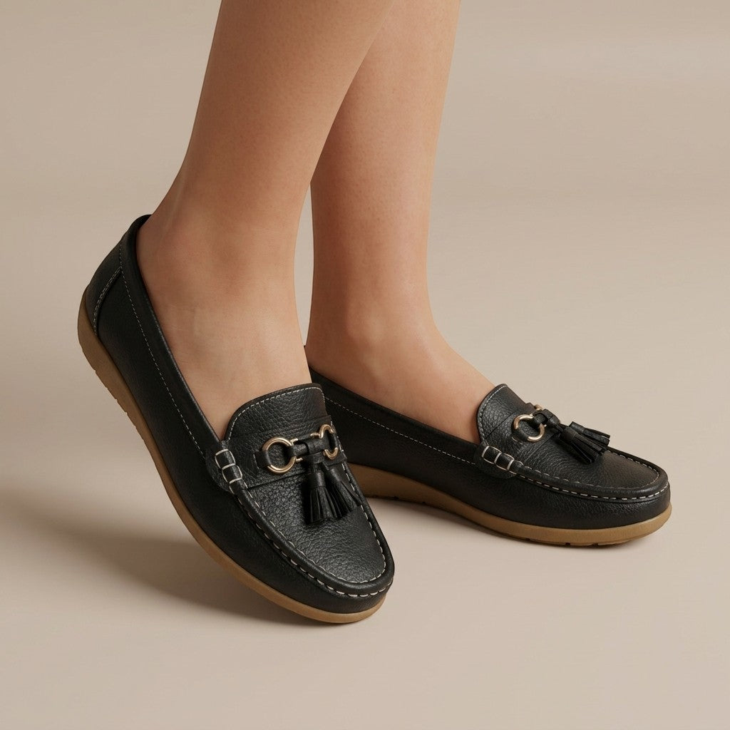 Solenne | Women’s Comfortable Leather Penny Loafers With Tassels