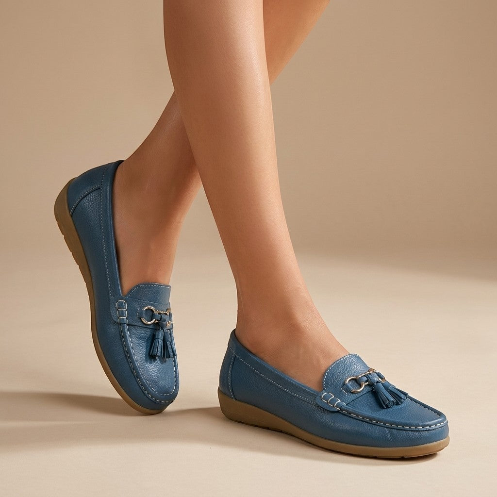 Solenne | Women’s Comfortable Leather Penny Loafers With Tassels