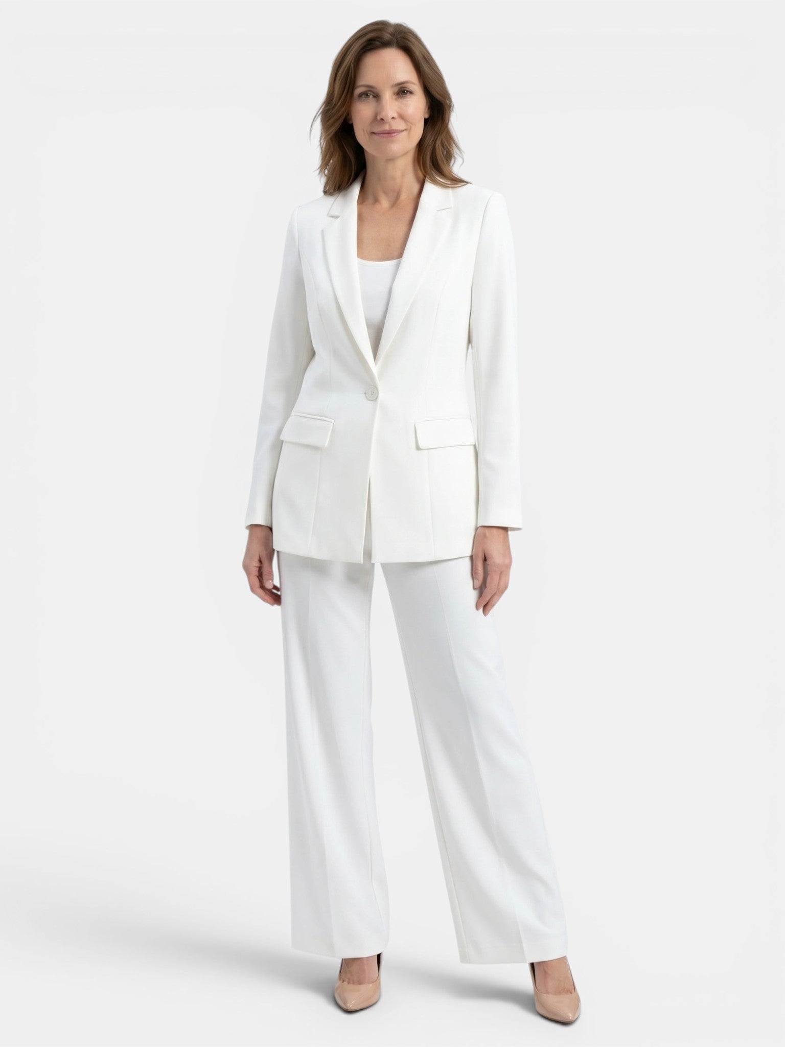 Sophia | Chic White Suit Womens with Tailored Blazer and Wide-Leg Trousers