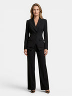 Sophia | Costume blanc élégant pour femmes avec blazer ajusté et pantalon à jambes larges