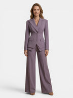 Sophia | Costume blanc élégant pour femmes avec blazer ajusté et pantalon à jambes larges