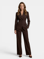 Sophia | Costume blanc élégant pour femmes avec blazer ajusté et pantalon à jambes larges