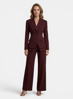 Sophia | Costume blanc élégant pour femmes avec blazer ajusté et pantalon à jambes larges
