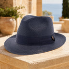 Summer Straw Fedora Hat with Centre Dent Crown and Wide Grosgrain Band
