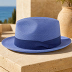 Summer Straw Fedora Hat with Centre Dent Crown and Wide Grosgrain Band
