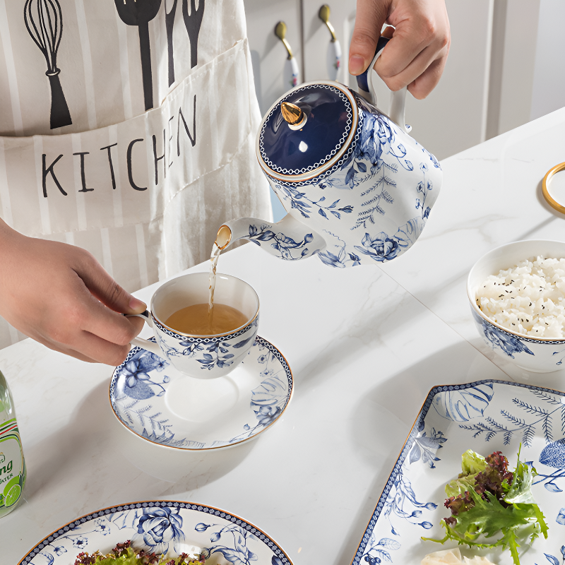 Théière chic anglaise en verre avec infuseur