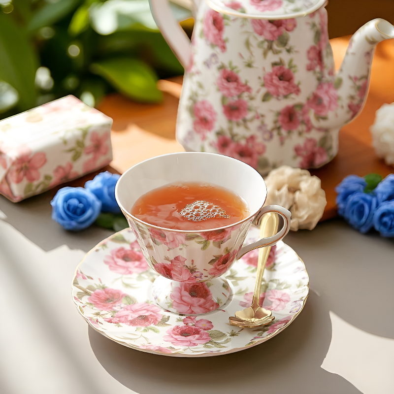 Théière fleurie vintage – Charme du jardin anglais