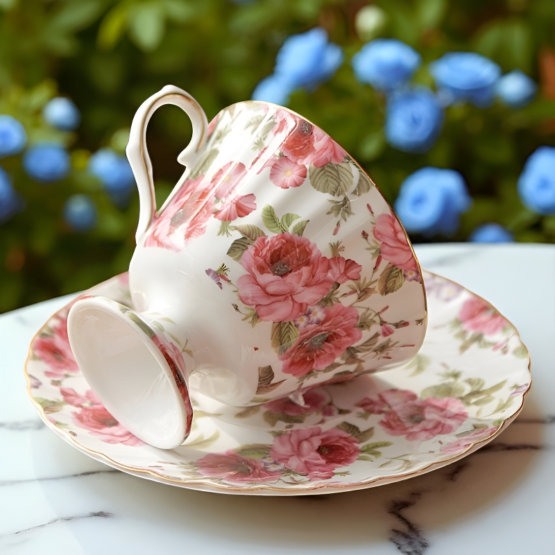 Théière fleurie vintage – Charme du jardin anglais