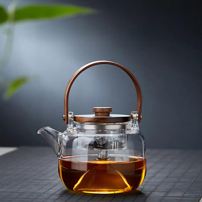 Théière borosilicate & bois naturel – L’équilibre parfait