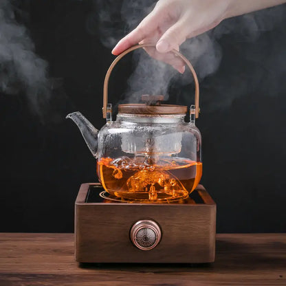 Théière borosilicate & bois naturel – L’équilibre parfait