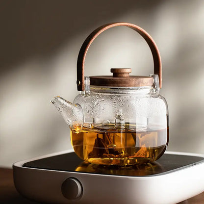 Théière borosilicate & bois naturel – L’équilibre parfait