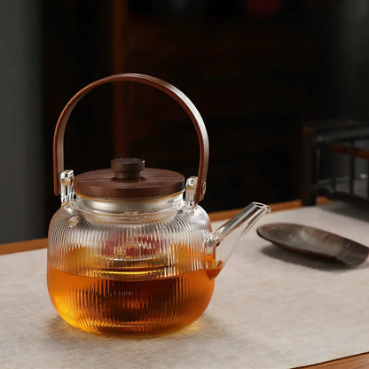 Théière borosilicate & bois naturel – L’équilibre parfait