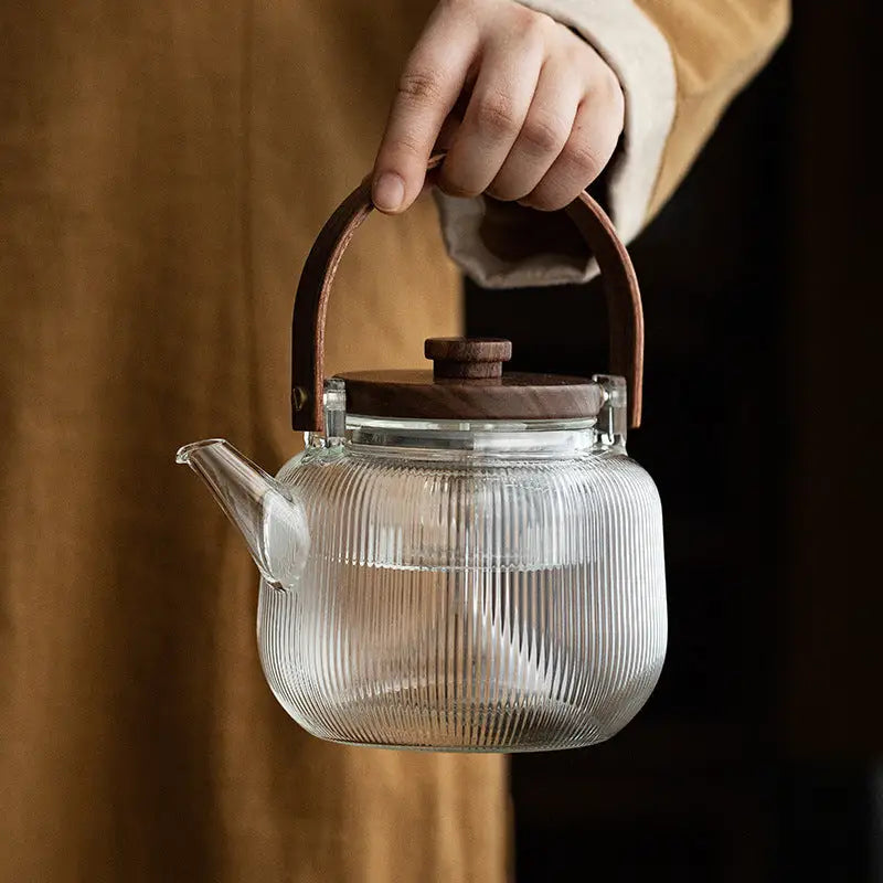 Théière borosilicate & bois naturel – L’équilibre parfait