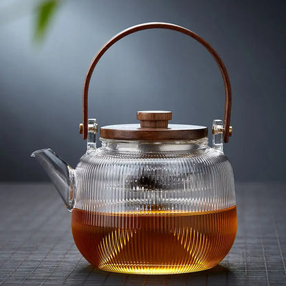 Théière borosilicate & bois naturel – L’équilibre parfait