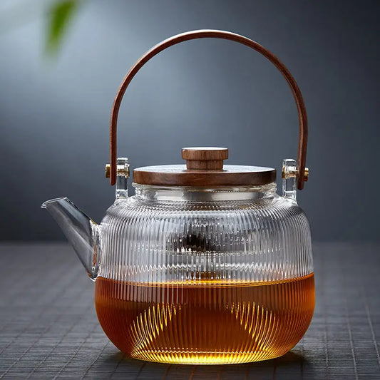 Théière borosilicate & bois naturel – L’équilibre parfait