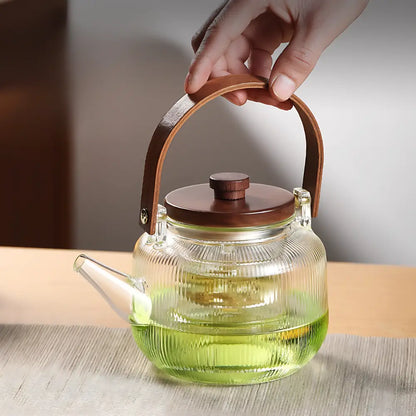 Théière borosilicate & bois naturel – L’équilibre parfait
