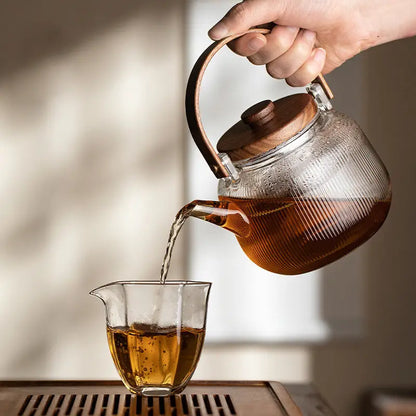 Théière borosilicate & bois naturel – L’équilibre parfait
