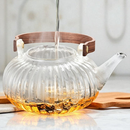 Théière en verre fleur de thé – Rétro chic sculptural